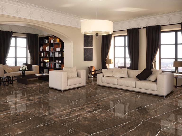 The combination of marble wood flooring brings a luxurious space