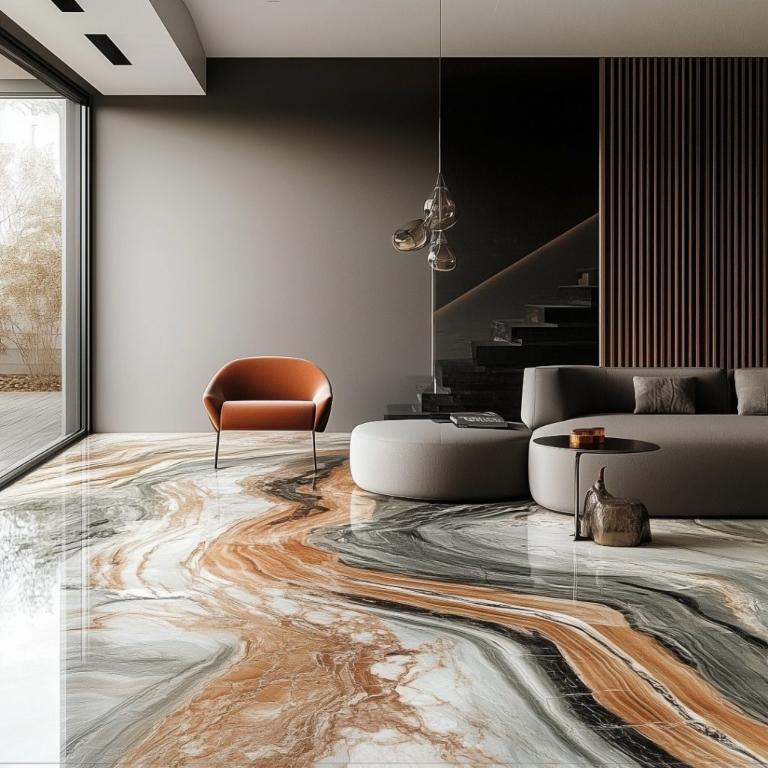 Marble concrete flooring installation suitable for many living spaces