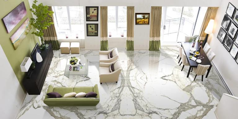 Install marble floor in living room easy to clean