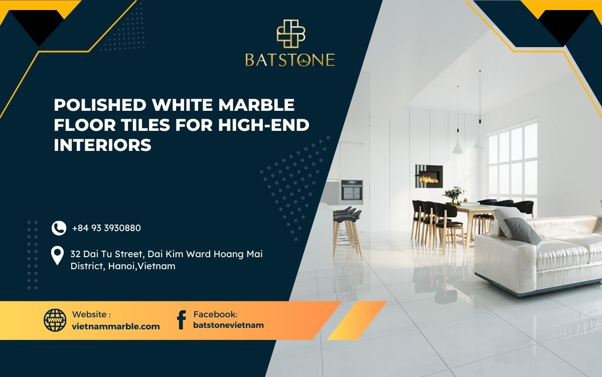 Polished White Marble Floor Tiles for High-End Interiors