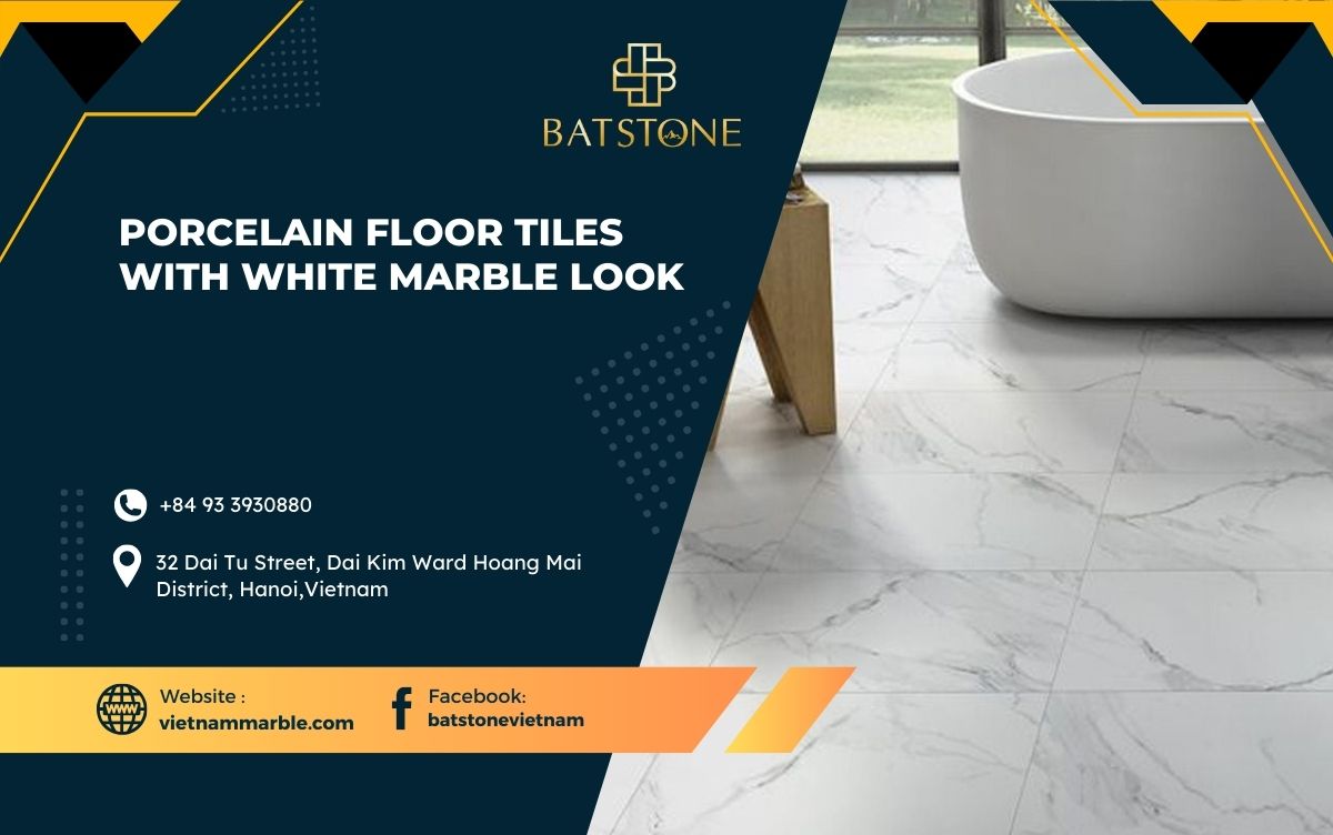 Porcelain Floor Tiles with White Marble Look