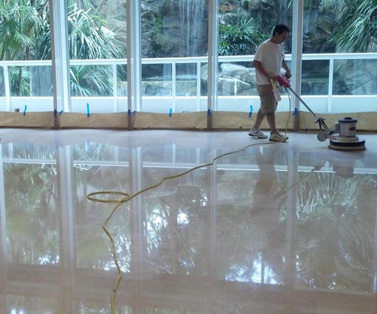 Regular maintenance of marble floors to limit discoloration