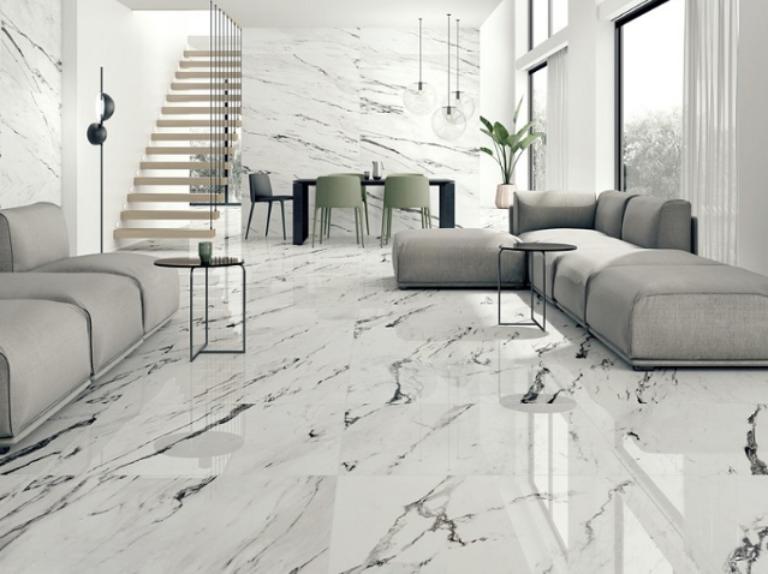 Marble floors are widely used in residential spaces