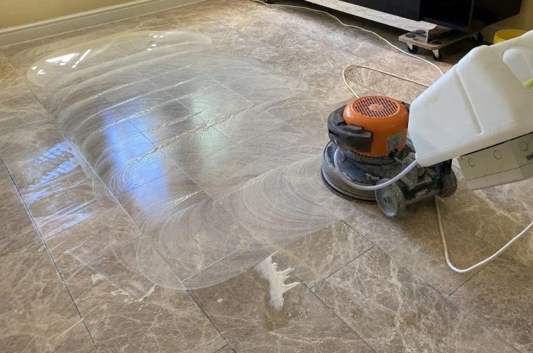 When cleaning marble floors, avoid using strong detergents