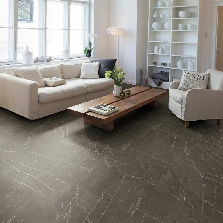 Marble wood flooring brings luxury to the space